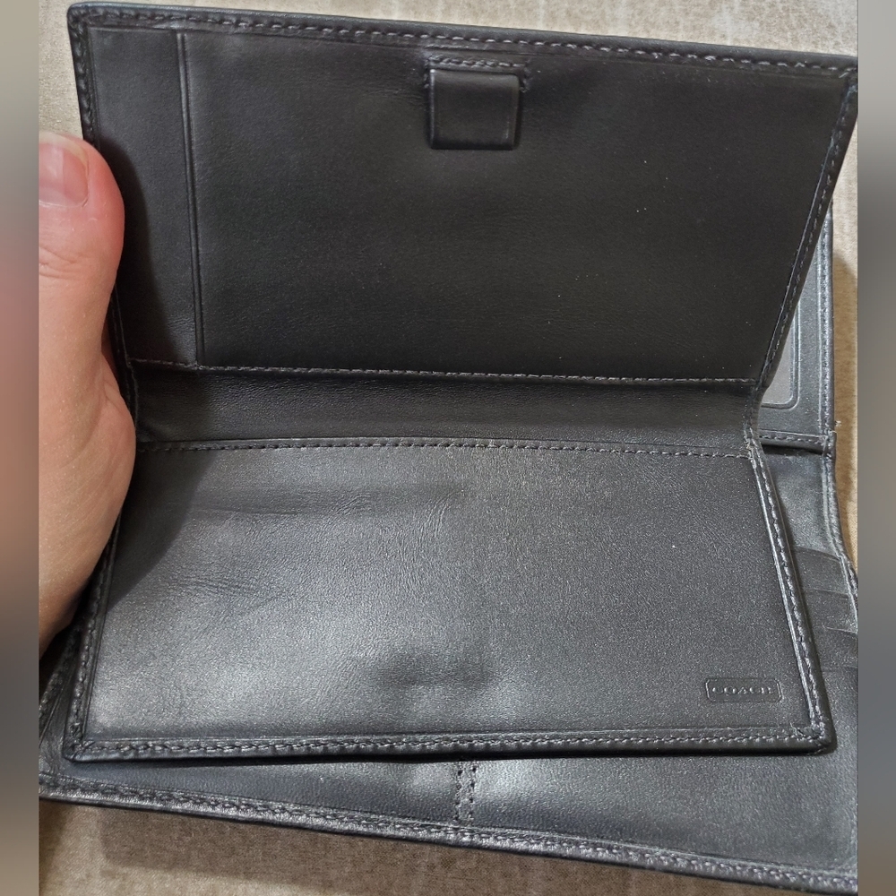 Coach Silver and Black Turnlock Leather Checkbook Wallet Unused With Tags - Picture 9 of 13
